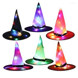 Berets Halloween Hanging Lighted Glowing Spiky Witch Hat LED String Lights Battery Operated Outdoor Yard Tree Decoration