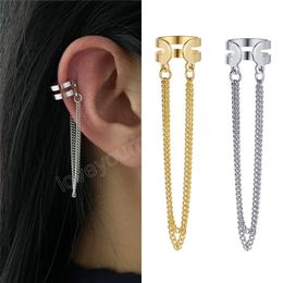 Fashion Long Tassel Non-Piercing Ear Clip Earrings For Women Simple Fake Cartilage Ear Cuff Jewelry Accessories