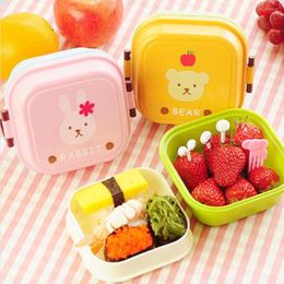 Dinnerware Sets Cute Animal Pattern Plastic Lunch Box Children Baby Snack Double Layers Lunchbox Portable Microwave Container