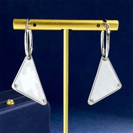316L Stainless Steel Designer Stud Womens hoop Metal Geometric White inverted triangle earrings designer for women fashion Brand Jewerlry Jewellery never fade