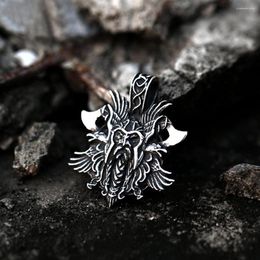 Pendant Necklaces Double Axe Viking Warrior Men Celtic Knot Necklace Stainless Steel Nordic Odin Crow Amulet Jewellery Gifts Drop