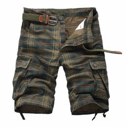 Men's Shorts New 2018 Summer Fashion Plaid Beach Casual Camo Camouflage Military Short Pants Male Bermuda Cargo Overalls G221012