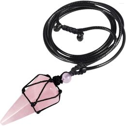 Pendant Necklaces Natural Amethyst Reiki Crystal Stone Hexagonal Column Necklace For Men Women Jewellery Fashion Gift