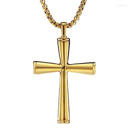 Chains Simple Cross Necklace Stainless Titanium Steel Pendant For Men Minimalist Jewelry Male Prayer Silver Necklaces