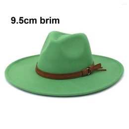 Berets European American Autumn Winter Big Eaves Beach Fashion Flat Top Jazz Panama Woollen Felt Fedora Hat