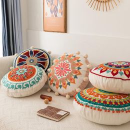 Pillow 1pc Round Bohemian Style Embroidered Futon Fluffy Seat S For Sofa Home Decorative With Filling