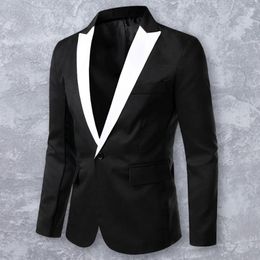 Men's Suits Suit Coat Stylish Temperament Turndown Collar Loose Contrast Color For Office Men Blazer Jacket