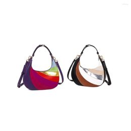 Evening Bags High Quality Leather Panelled Shouder Bag For Women Colourful Hobos Design Ladies Party Handbag Fashion Female Purse