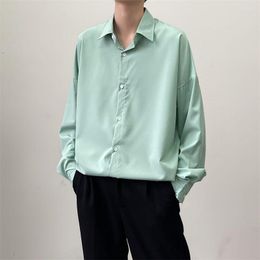 Men's Casual Shirts Spring Summer Solid Colour Shirt Men Korean Fashion Loose Business T-shirt Men's Formal Wear Social Long-sleeved