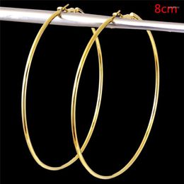 Stud Earrings 1Pair Gold Silver Women Metal Big Circle Large Ring Hoop 8cm/10cm Ear Jewelry