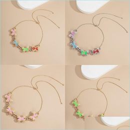 Chokers 10 Colours Pretty 3D Butterfly Trendy Choker Ins Designer Luxury Diamond Zirconia Rhinestone Fashion Statement Chokers Neckla Dhrtw