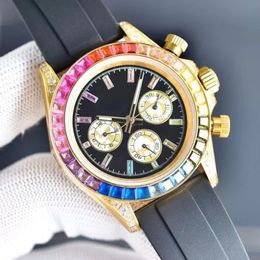 Mens Watch Rainbow Bezel Fashion Watches Automatic Mechanical 40mm Rubber Strap Sapphire Waterproof Design Montre de luxe