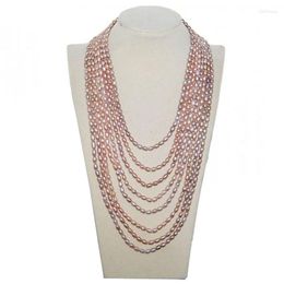 Pendant Necklaces 18-30 Inches Long Chain Natural Lavender Rice Shaped Freshwater Pearl Necklace