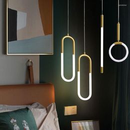 Pendant Lamps Nordic Simple Bar Light Postmodern Hanging Lamp Restaurant Bedroom Bedside Luxury Clothing Store Staircase U-shaped