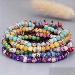 Beaded Strands Rainbow Beads Bracelet For Women Men Handmade Beaded Strands Adjustable Braided Rope Anklet Bracelets Fashion Jewelr Dhjtg