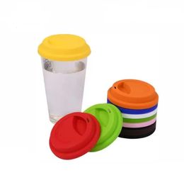 9cm Silicone Cup Lid Reusable Porcelain Coffee Mug Spill Proof Caps Milk Tea Cups Cover Seal Lids RRE14949