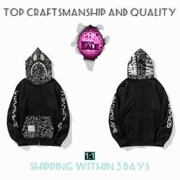 Mens hoodies Top Craftsmanship shark pullover tie dye hoodie designer jacket tiger full zip Colour sweatshirt Luminous Fashion co-branding camouflage hoodys 5-5