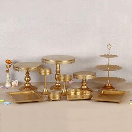 Bakeware Tools 10Pcs Metal Cake Stand White/Gold Dessert Table Tray Wedding Christmas Party Cupcake Plate Holder Home Decoration