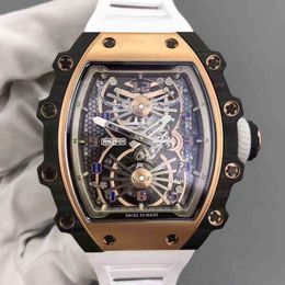 Luxus Herren Mechanische Uhr Weinfass Milles Rm21-01 Serie Tourbillon Manuelle Keramik Band Männer Schweizer Bewegung Armbanduhren