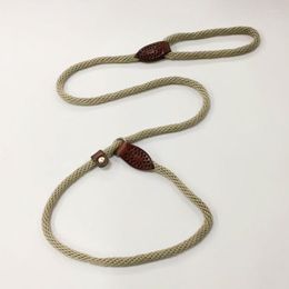 Dog Collars 130cm Long 0.8cm Diameter Nylon Leather Handmade Leash Rolled Round Lead Collar Training Red Black