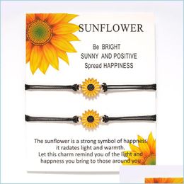 Charm Bracelets Vintage Jewellery Adjustable Sunflower Bracelets Wish Rope Bracelet Sister Love Friendship Women Gifts 242 T2 Drop Del Dhwqf