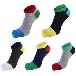 Men's Socks Spring Autumn Five Finger For Men Cotton Solid Breathable Weave Harajuku No Heel With Toes Business Brand Sock