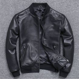 Men's Leather Faux Leather Brand classic man genuine leather coat sheepskin jacketplus size casual bomber pilot cloth 221012