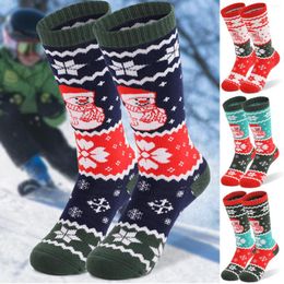 Sports Socks Kids Ski Thick Cotton Snowboard Cycling Skiing Soccer Men Women Christmas Print Elastic Thermosocks Thermal