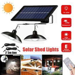 Pendant Lamps LED Solar Light Outdoor Indoor Chandelier With 3m Line Remote Control Shed Lighting Home Garden Yard 1/2 Heads Lamp