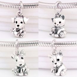 925 Sterling Silver Dangle Charm Women Beads High Quality Jewellery Gift Wholesale French Bulldog Bull Terrier Labrador Cat Puppy Bead Fit Pandora Bracelet DIY