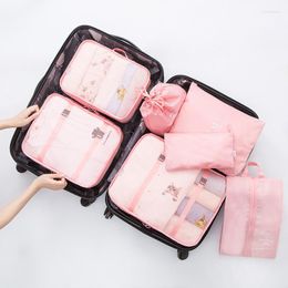 Duffel Bags 7pcs Travel Waterproof Packing Compression Clothes Storage Bag Insert Case Set Luggage Organizer Pouch Cube