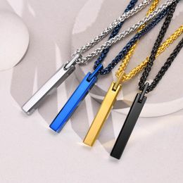 Pendant Necklaces Men&#39;s Tungsten Steel Bar Necklace For Men Boy Rope Chain Personalized Gift Geometric Jewelry