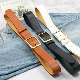 Belts Fashion Vintage Women Student Jeans Belt High Quality Metal Pin Buckle Strap Black PU Leather Wide Party Waistband LadyBelts