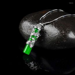 Pendant Necklaces Natural Green Hetian Jade 925 Silver Necklace Chinese Jadeite Amulet Fashion Charm Jewellery Gifts For Women Her