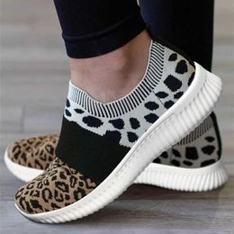 Dress Shoes 2022 Women Leopard Sneakers Woman Mesh Breathable Vulcanized Autumn Women's Casual Flats Ladies Tennis Shoes Female Plus Size T221012