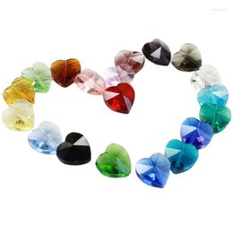 Chandelier Crystal 100pcs 14mm Middle Hole K9 Glass Heart Beads Pendants Prism Hanging DIY