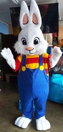 Easter Rabbit White Plush Bunny Mascot Costumes Full Animal Fursuit Halloween Carnival Party Dress Up Costume for Adult