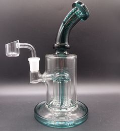 Green Pink Thick Glass Water Bong Hookahs with Tree Arm Percolator 14mm Oil Dab Rigs Shisha Smoking Pipes