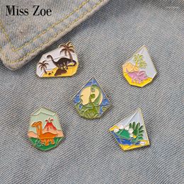 Brooches Dinosaur Paradise Enamel Pin Custom Cute Animal Badge Desert Ocean Tyrannosaurus Bag Clothes Lapel Fashion Jewellery