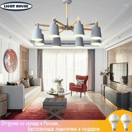 Pendant Lamps Modern Living Room LED Chandelier Solid Wood Ceiling Light Kitchen Bedroom Lighting Home Decorative Lamp