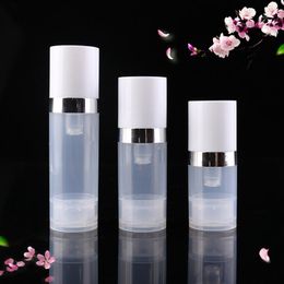 Empty 5ml 10ml 15ml Airless Bottles Clear Airless Vacuum Pump Lotion Bottle with Silver Line Cosmetic Packaging RRE14954