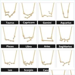 Charm Bracelets Zircon Twee Constellations Charm Bracelets Guard Jewelry Women Anklet Short Necklace Lady Fashion Accessories 1 5Qx Dhyam