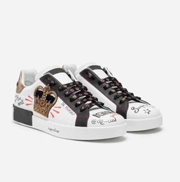 Sapatos de tênis de calfskin Treinadores ao ar livre de luxo masculino 22s Brands de couro branco Comfort Casual Walking EU38-46.Box Nappa Portofino