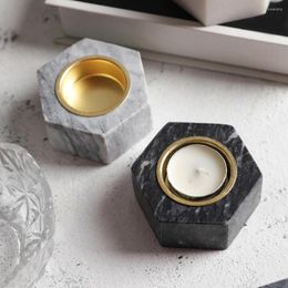 Candle Holders Nordic Wedding Decoration Creative Cup Holder Marble Hexagon Candlestick Modern Desktop Home Decor Gifts