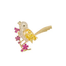 Fashion Gold-plated Bird Corsage Pin Elegant Brooches for Luxury Women's Clothing Christmas Gift Jewellery Accessories