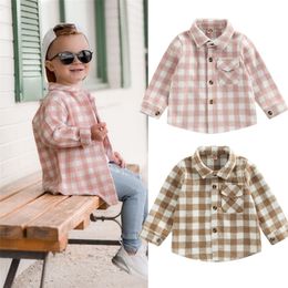 Jackets FOCUSNORM 6 Colours 0-5Y Autumn Casual Kids Boys Shirts Coat Outwear Plaid Printed Woollen Long Sleeve Single Breasted Jacket 221012