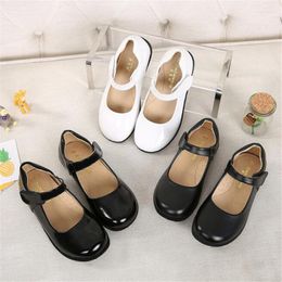 Flat Shoes Girls' Leather Black And White Kids's Performance Spring Autumn School Children's Princess Dress Single