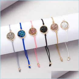 Charm Bracelets Fashion Druzy Charm Bracelets For Women Healing Crystal Stone String Rope Chains Warp Bangle Female Diy Jewellery Gift Dhq5C