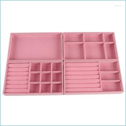 Jewellery Pouches Bags Jewellery Pouches 4Pcs/Lot Organiser Veet Storage Tray Display Ring Bracelet Necklace Box Drop Delivery 2022 Packa Dhhby