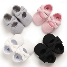 First Walkers 0-18M Born Infant Baby Girls Bow Shoes Cute Crib Princess Toddler Solid White Pink Black Grey